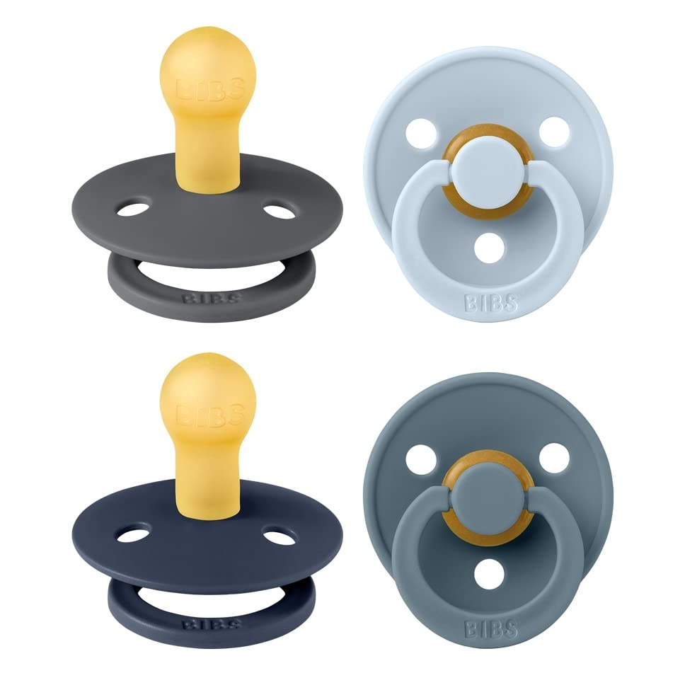 image:imageBIBS Color Pacifiers 4Pack BPA Free Soother Pacifier Round Nipple Natural Rubber Latex Made in Europe Size 1836 Months Sage Glow MixDeep Space Mix