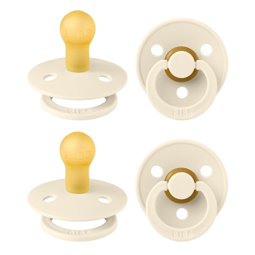 image:imageBIBS Color Pacifiers 4Pack BPA Free Soother Pacifier Round Nipple Natural Rubber Latex Made in Europe Size 1836 Months Sage Glow MixIvory