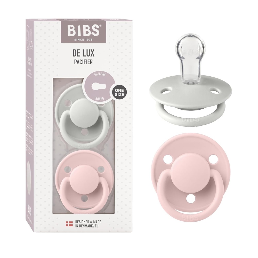 image:imageBIBS Pacifiers De Lux Collection BPAFree Baby Pacifier Made in Denmark Set of 2 IronBaby Blue Color Premium Soothers Size One SizeBlossomHaze