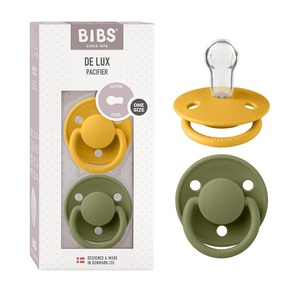 image:imageBIBS Pacifiers  De Lux Collection  BPAFree Baby Pacifier  Made in Denmark  Set of 2 IronBaby Blue Color Premium Soothers  Size One SizeHoney BeeOlive