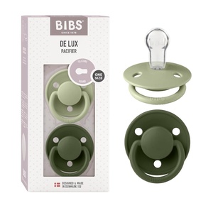 image:imageBIBS Pacifiers  De Lux Collection  BPAFree Baby Pacifier  Made in Denmark  Set of 2 IronBaby Blue Color Premium Soothers  Size One SizeSageHunter Green