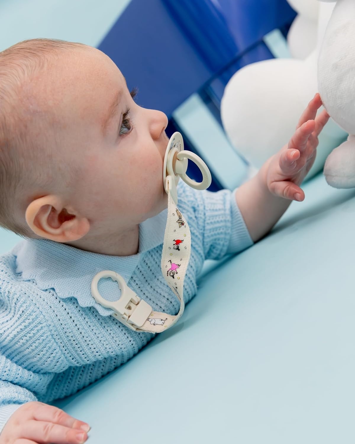 image:imageBIBS Loop Pacifier Clip Sleek Secure OneHanded Operation Fits All BIBS and Most Brands Machine Washable Slim Profile for Comfort Ages 0 Dark OakIvory Moomin