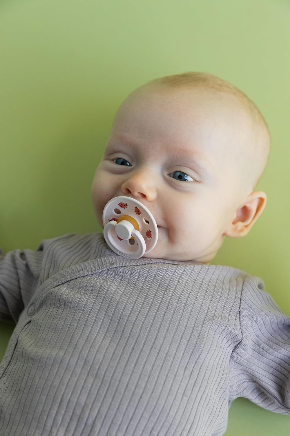 image:imageBIBS Pacifiers Studio 2 Pack Round Nipple Baby Pacifier BPA Free Natural Rubber Latex Soother Made in Denmark Size 0 Months Block SandSage Pale Butter