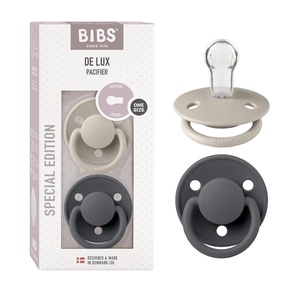 image:imageBIBS Pacifiers OneSize  2Pack Soothers  BPAFree Symmetrical Nipple  Made in Denmark  SandIron De Lux PacifierSandIron