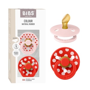 image:imageBIBS Polka Dots Pacifier 2Pack BPA Free Pacifiers with a Anatomical Latex Nipple Made in Scandinavia Size 2 618 Months IvoryBlackBlossom  Candy Apple