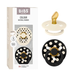 image:imageBIBS Polka Dots Pacifier 2Pack BPA Free Pacifiers with a Anatomical Latex Nipple Made in Scandinavia Size 2 618 Months IvoryBlackIvory  Black