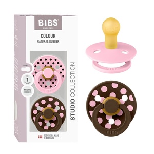 image:imageBIBS Polka Dots Pacifier 2Pack BPA Free Pacifiers with a Round Latex Nipple Made in Scandinavia Size 2 618 Months BlossomCandy AppleBaby Pink  Mocha