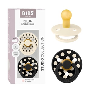 image:imageBIBS Polka Dots Pacifier 2Pack BPA Free Pacifiers with a Round Latex Nipple Made in Scandinavia Size 2 618 Months BlossomCandy AppleIvory  Black