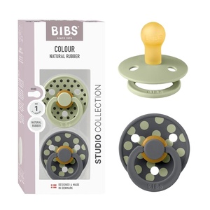 image:imageBIBS Polka Dots Pacifier 2Pack BPA Free Pacifiers with a Round Latex Nipple Made in Scandinavia Size 2 618 Months BlossomCandy AppleSage  Iron